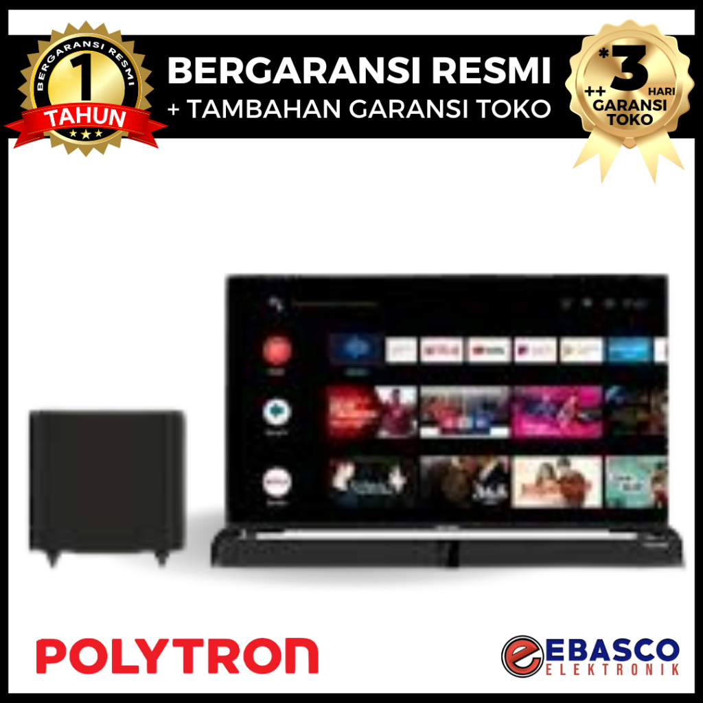 Polytron LED TV 32 Inch PLD 32BAG5959 Android TV + Soundbar Cinemax TV