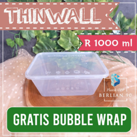 Thinwall 1000 ml Persegi Panjang Kotak Makan plastik Thinwall 1000ml