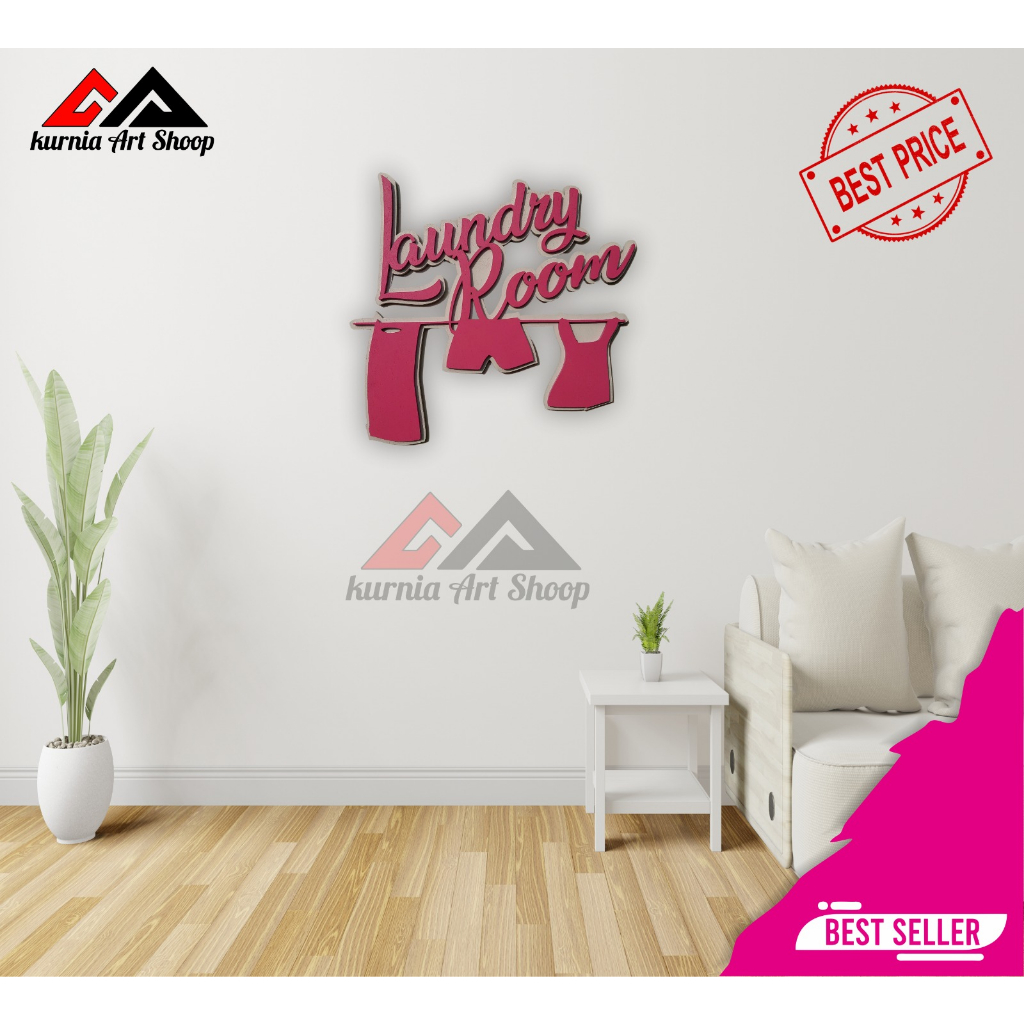 KURNIA ART SHOOP Hiasan Dinding Wall Decore Laundry Room Timbul + Baju