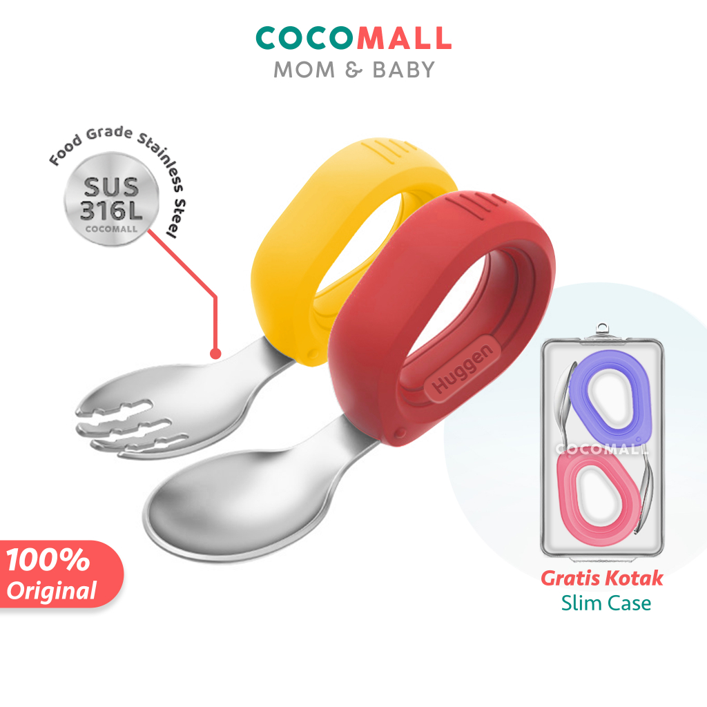 COCOMALL Sendok Anak Stainless Steel SUS316 - Sendok Belajar Makan Sendiri Bayi 6 Bulan - Set Sendok