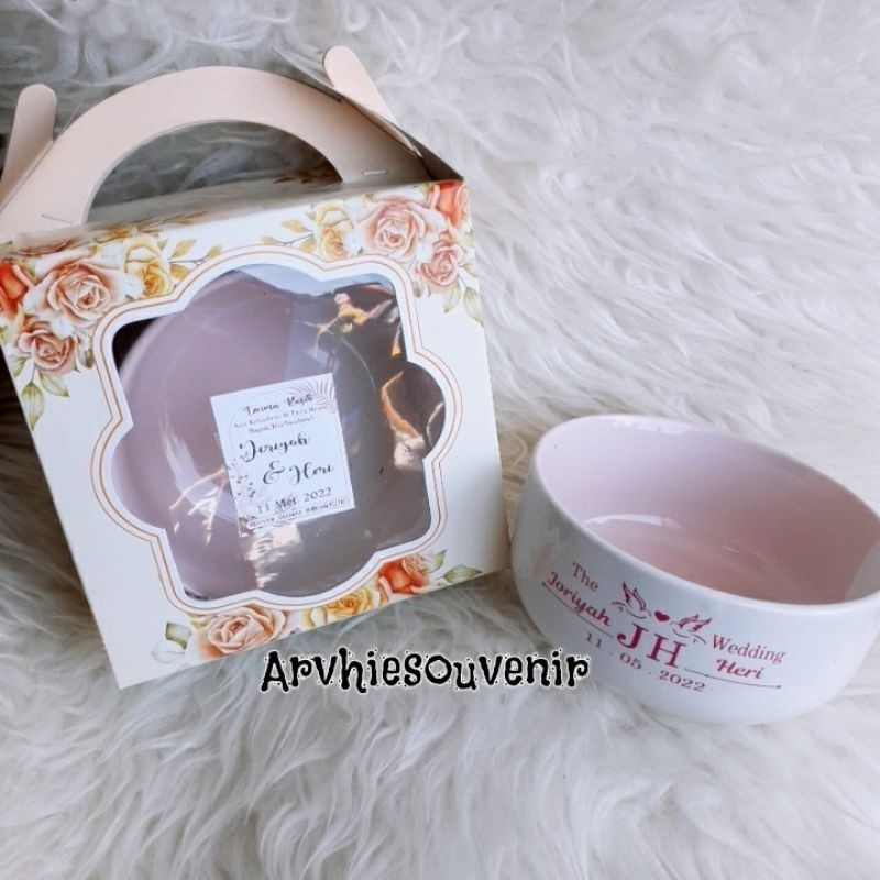 souvenir mangkok keramik sablon souvenir pernikahan murah