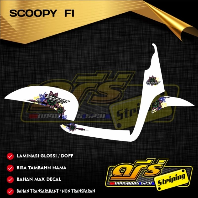 STRIPING STICKER SCOOPY FI TRANSPARAN MOTIF BUNGA ETNIK