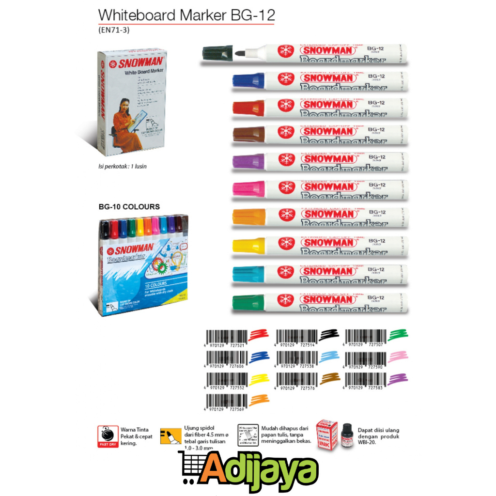 

Spidol Whiteboard BG-12 SNOWMAN BG 12 - Non Permanen