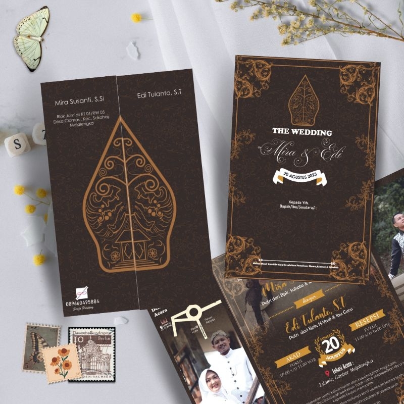 undangan pernikahan nikah tema gunungan jawa wayang murah legan klasik foto
