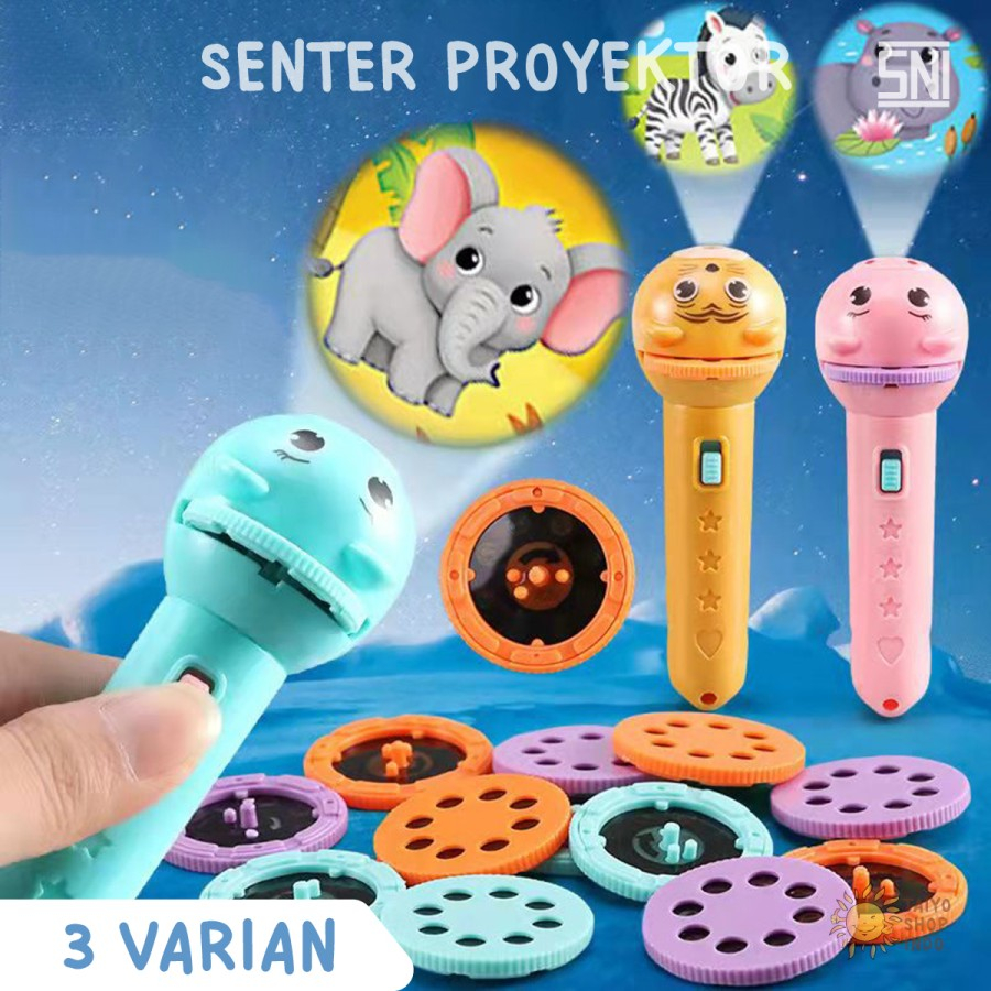 Senter Proyektor Anak Bayi Lampu Edukasi Flashlight Toys Lucu