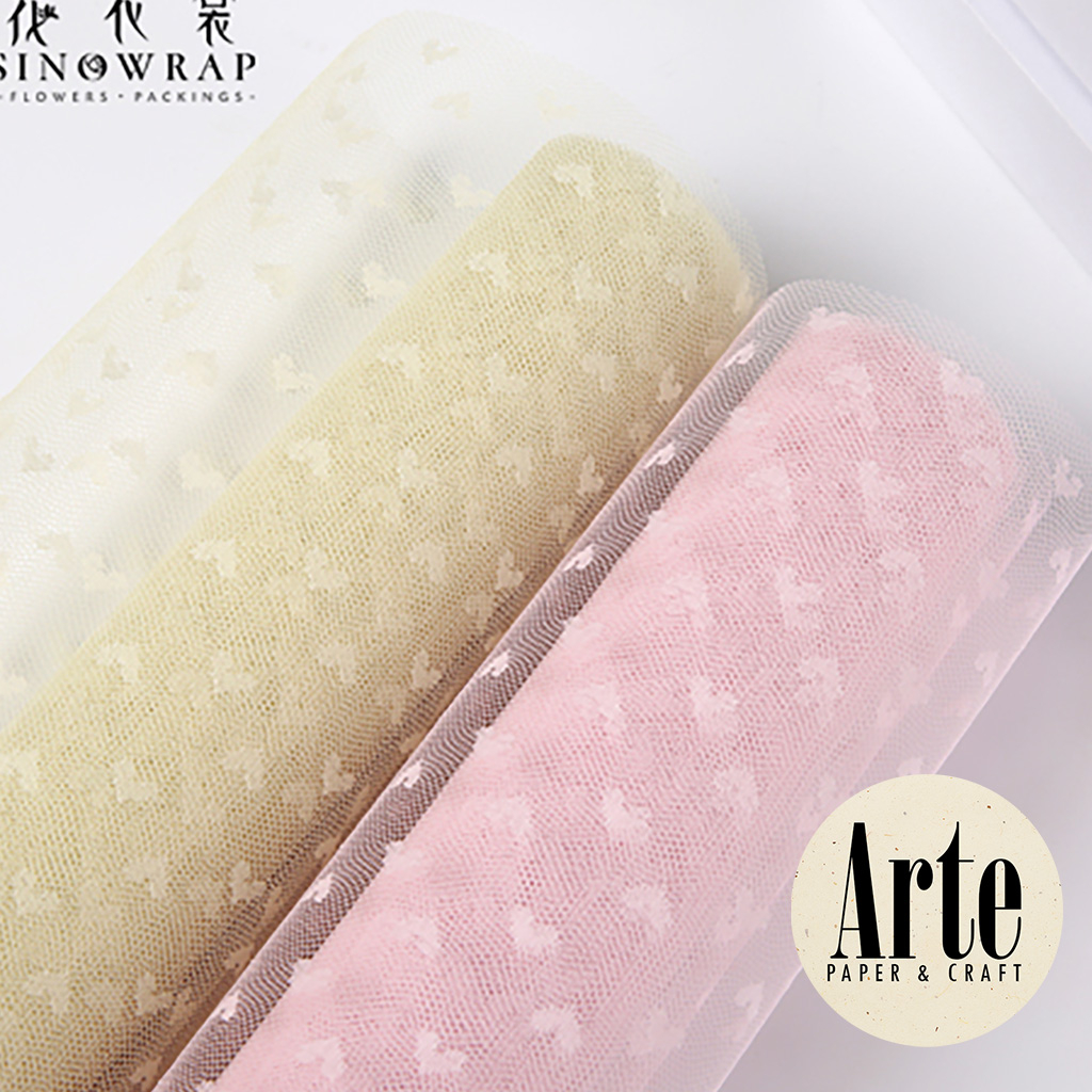 

iDk90 1 Roll Mesh Hati Heart Pixel Kertas Tisue Kain Buket Korea Pembungkus Bunga Flower Wrapping