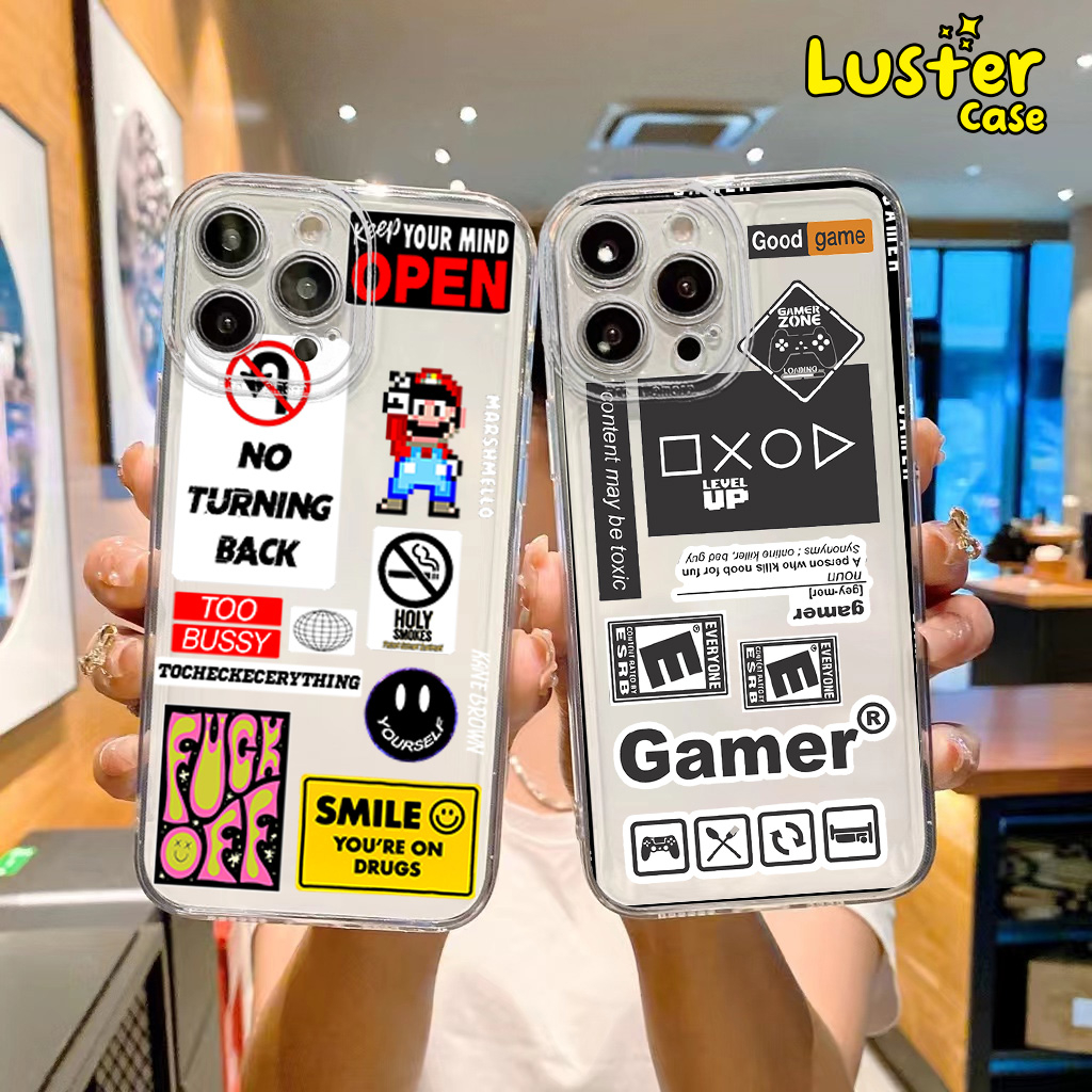 Case INFINIX HOT 20I 20S 12 12 PRO 12I 12 PLAY 11 10 11 PLAY 10 10S 9 9 PLAY 8 11S 11S NFC 20 PLAY  Luster [ GAME ] Casing Hp Aesthetic Kesing Hp Karakter Anime Cassing Hp Motif Lucu Clear Case Infinix Softcase Infinix
