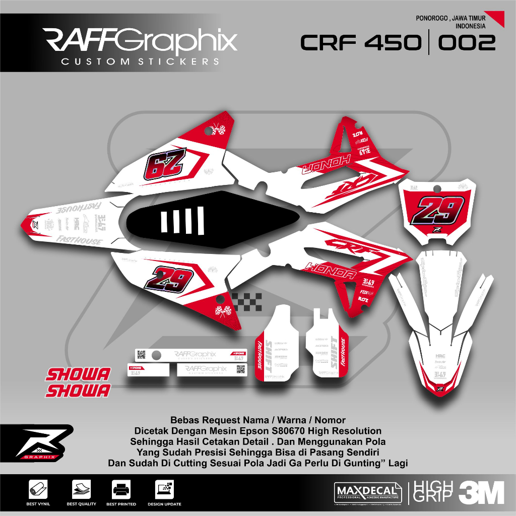 DECAL CUSTOM CRF 450 / DECAL CRF 150 COVER 450 / DECAL CRF SIMPEL