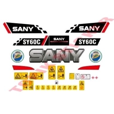 Stiker Mini Excavator SANY SY 60C, Stiker Alat Berat