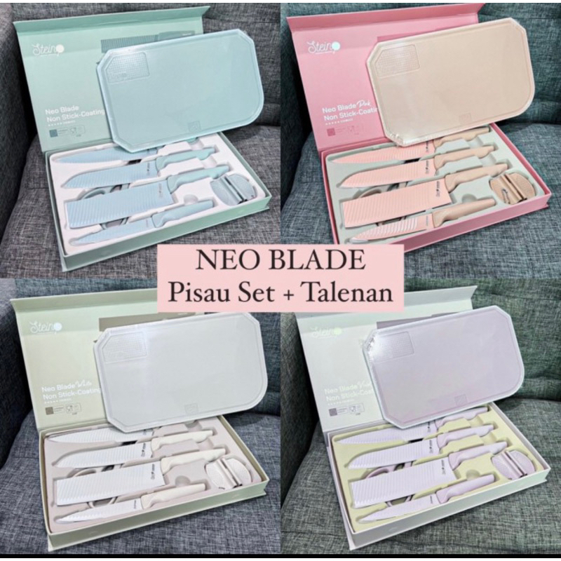 Steincookware Neo Blade Knife Set 7in1 / Talenan + Pisau Set Biru Steincookware