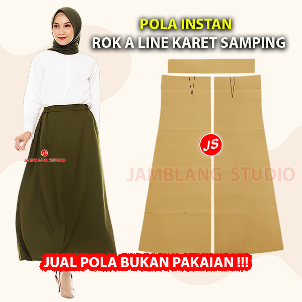 Pola Instan Rok A Line Karet Samping