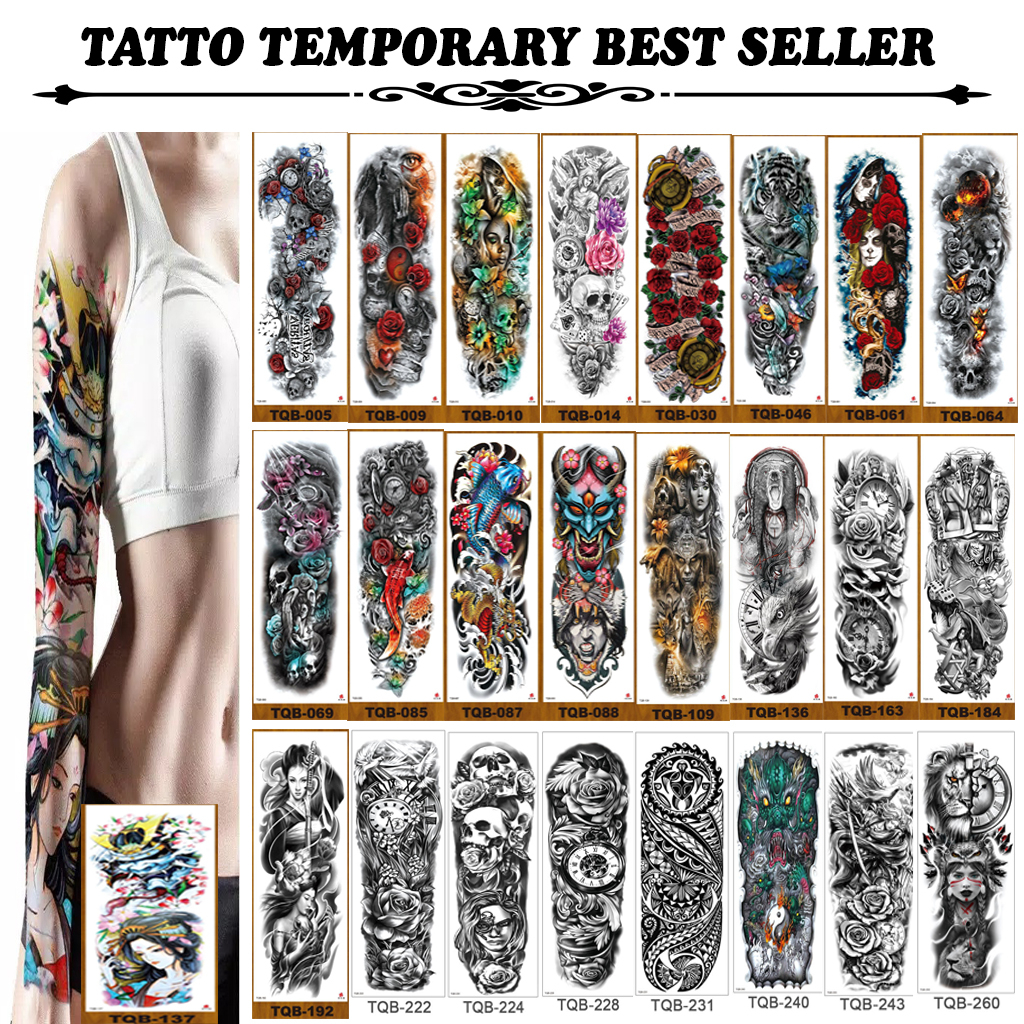 TATO TEMPORARY FULL TANGAN  SERIES TQB TATTOO SEMENTARA STIKER TATO TEMPORER TERBARU BEST SELLER