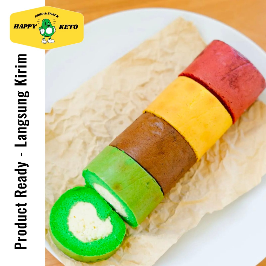 Roll Cake Rainbow Keto Rendah Karbohidrat Diet Sehat Diabetic Friendly 10x20