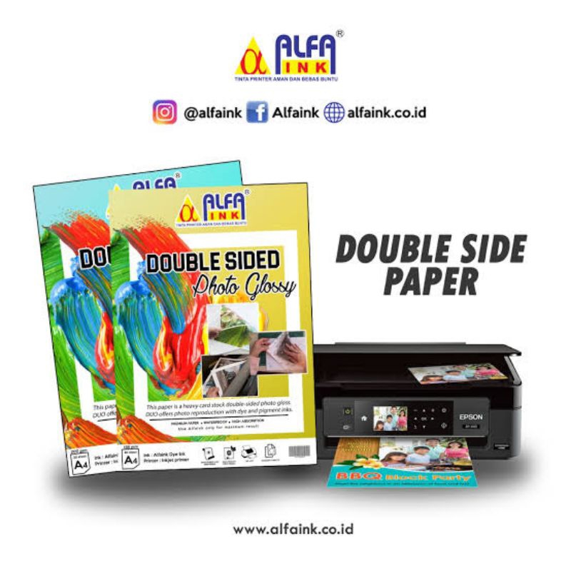 

KERTAS ALFAINK DOUBLE SIDE PHOTO GLOSSY A4 200GSM