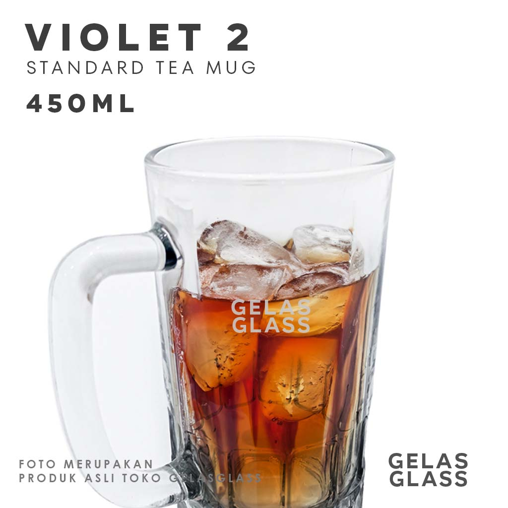 Gelas Tinggi Polos Motif Kotak - Kecil Cangkir Bening Cup Mug Gagang Cafe Resto Depot Kaca Teh Bir R