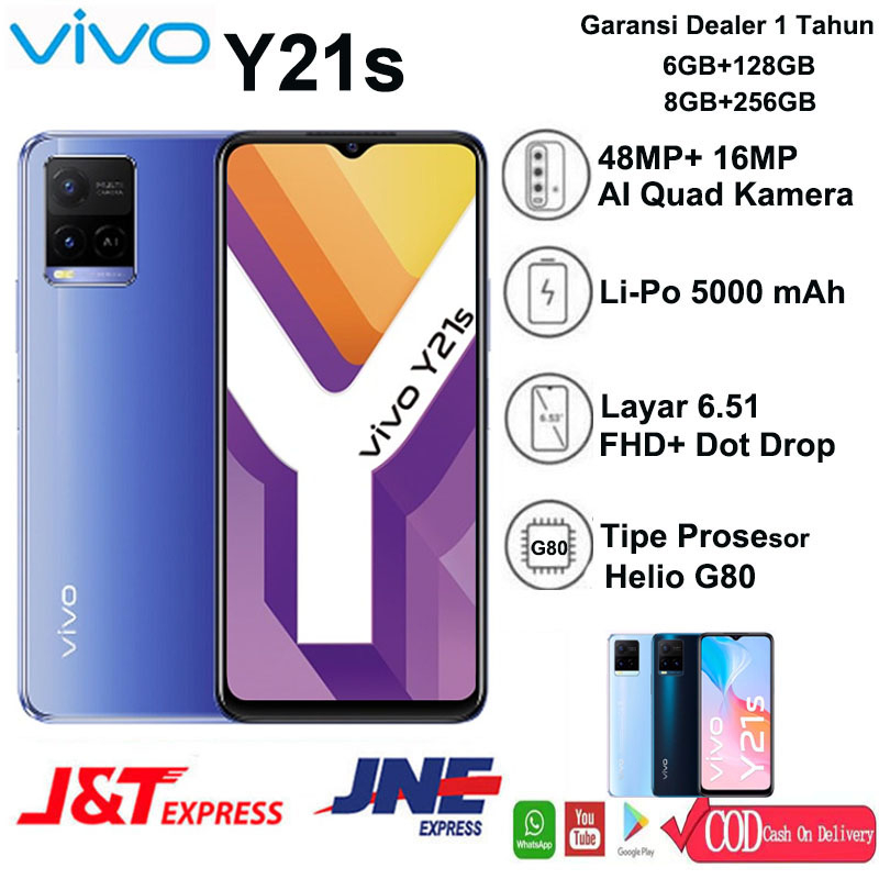 VIVO Y21S Ram 6/128GB & 8/256GB 6.51 inches VIVO New Garansi Garansi 1 Tahun