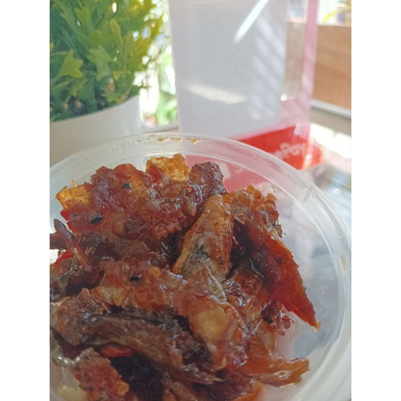 kripik ikan asin kapas tipis balado pedas manis /keripik ikan asin kapas goreng