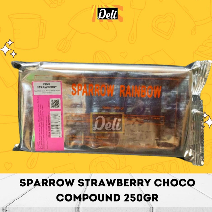 

Sparrow Strawberry Choco Compound 250gr Coklat Batang Balok Coklat Leleh Rasa Stroberi