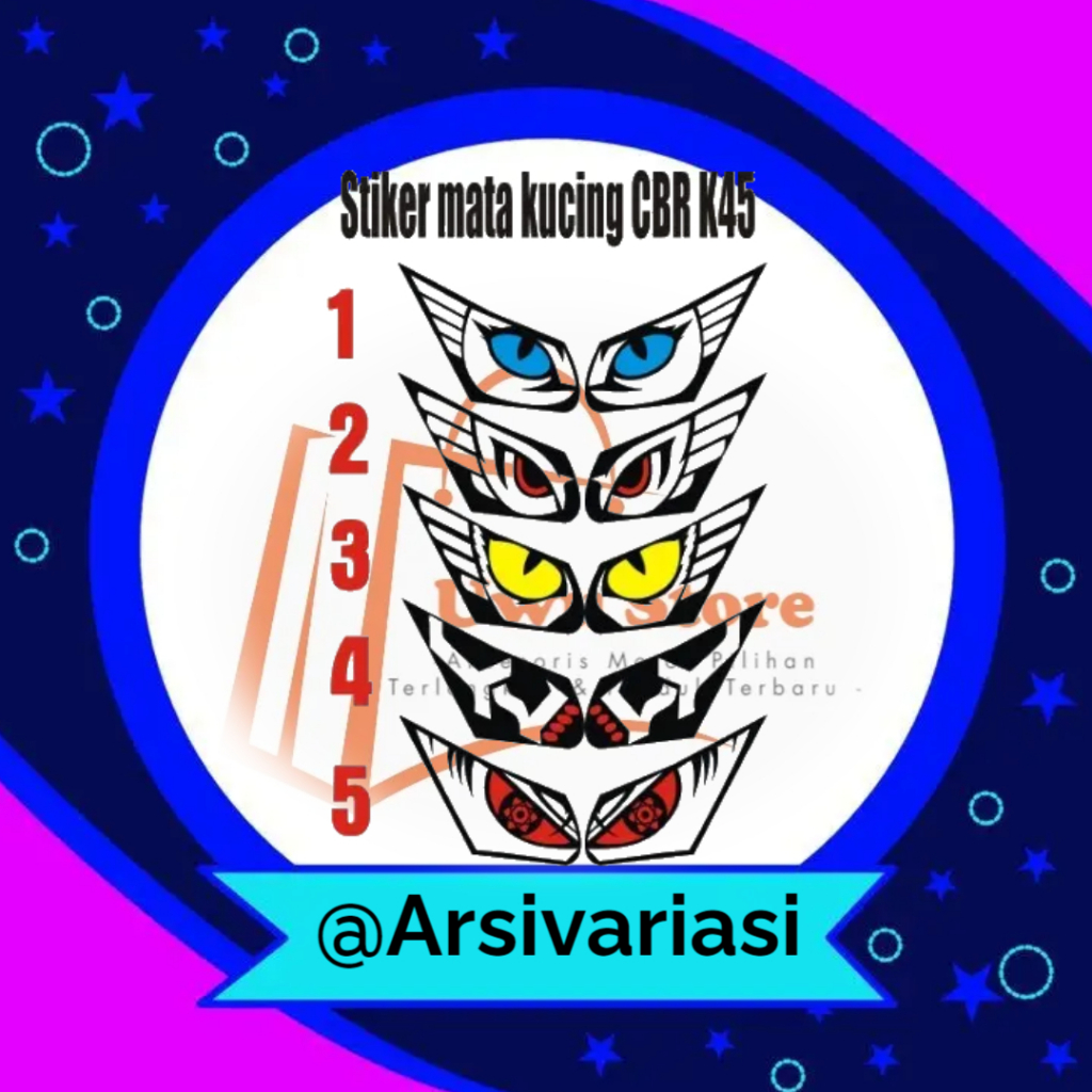 Stiker Variasi Lampu Depan CBR k45 Lokal