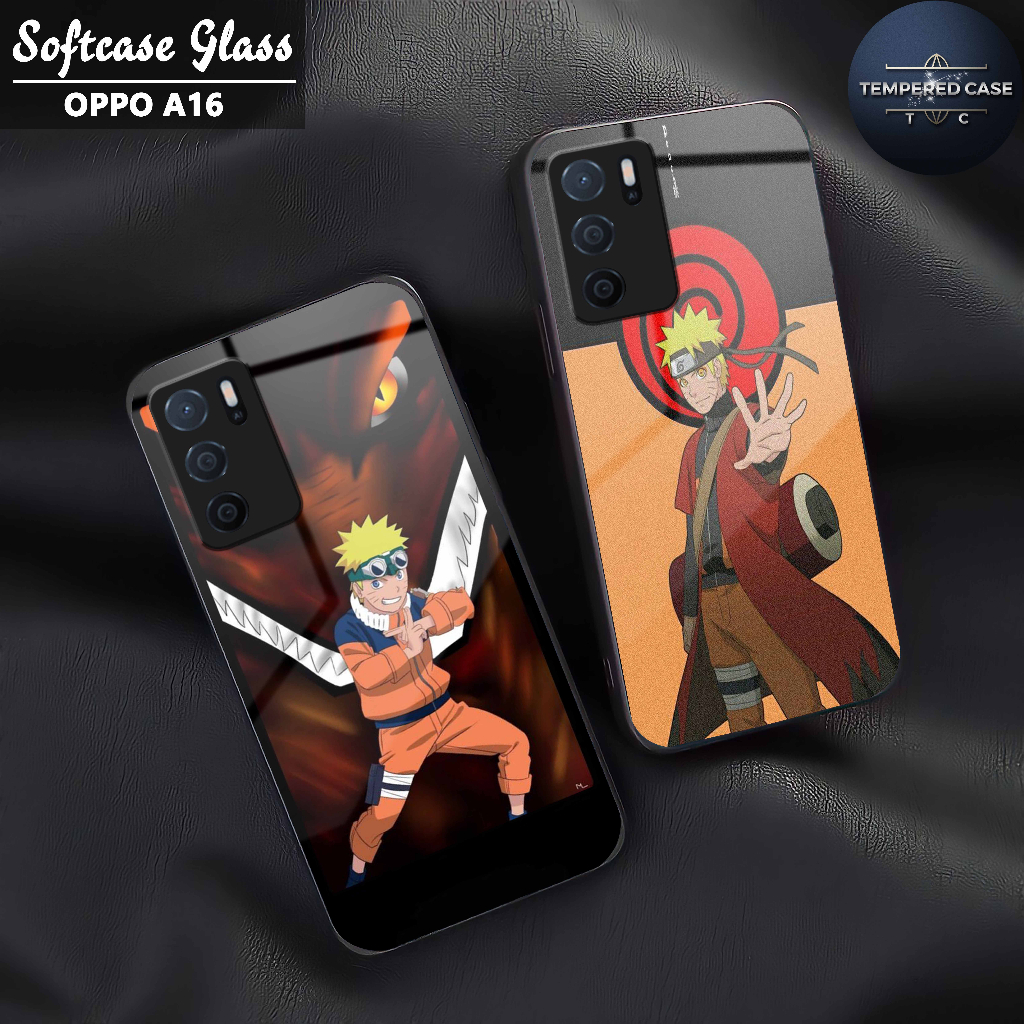 Softcase Glass Kilau glossy Fashion Motif Naruto - Case Oppo A16 kaca glossy Casing Hp Oppo A16 meng