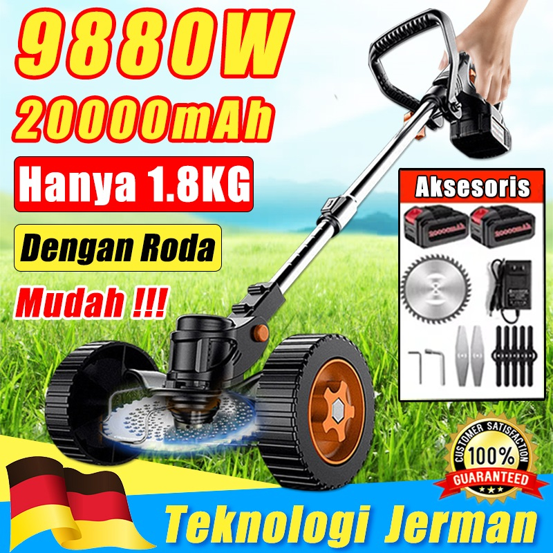 ⭐Kirim 2 baterai⭐ Kualitas jerman Mesin pemotong rumput Dengan Baterai Lithium 40000MAH 36V Daya tin
