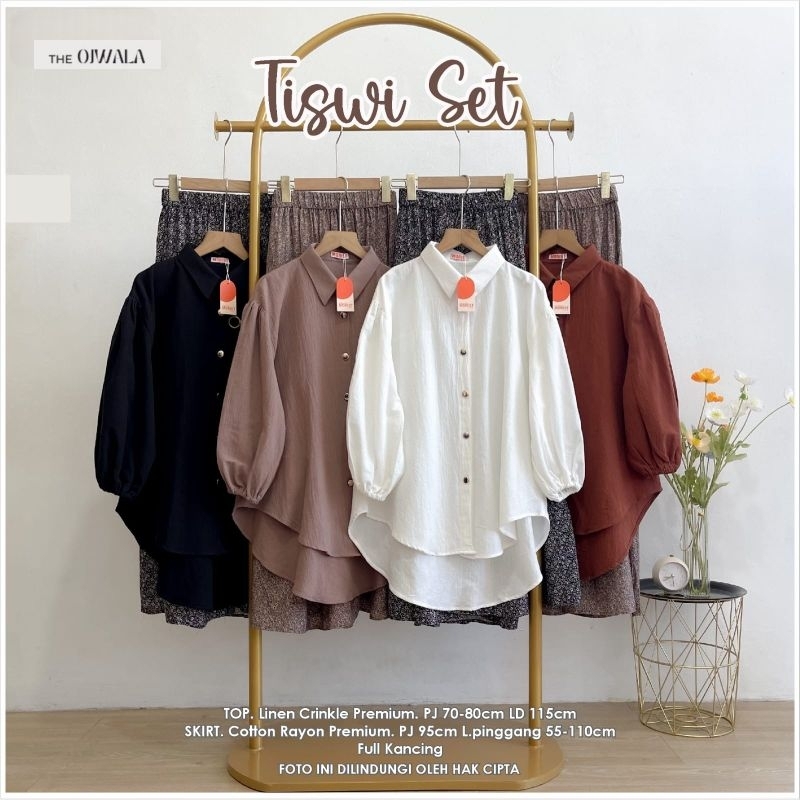 Tiswi Set - Blouse Crinkle Linen Premium - Skirt Cotton Rayon Premium | Oneset | Kemeja Polos Basic 