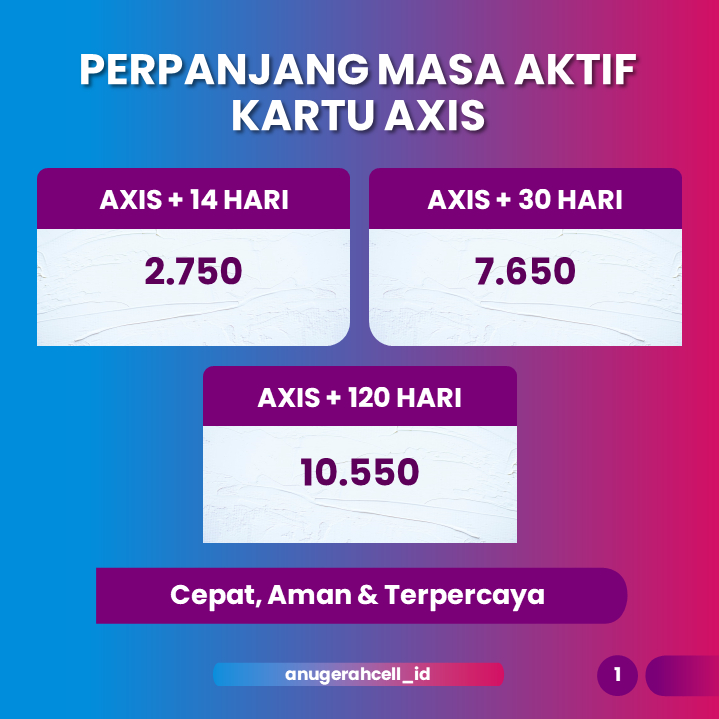Perpanjang Masa Aktif Kartu AXIS (14 Hari-120 Hari)••