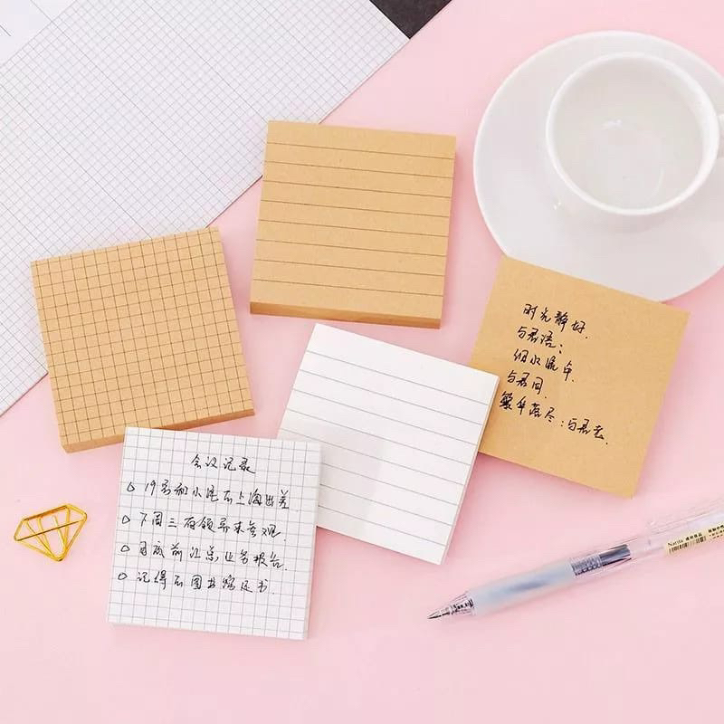 

STICKY NOTES MEMOPAD VINTAGE BROWN WHITE MOTIF KOTAK GARIS POLOS TITIK