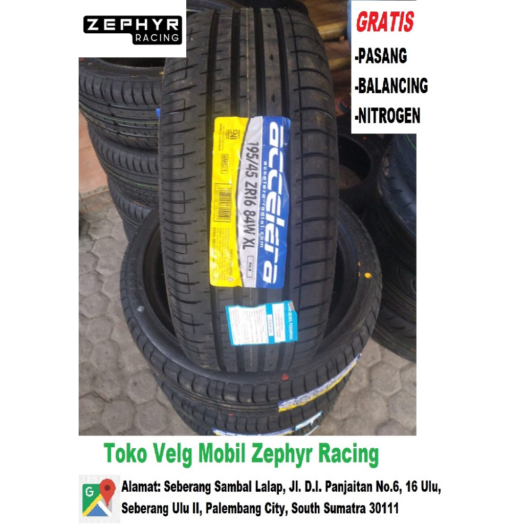 BAN MOBIL tuBles r16 accelera 195 45 r16 termurah di palembang