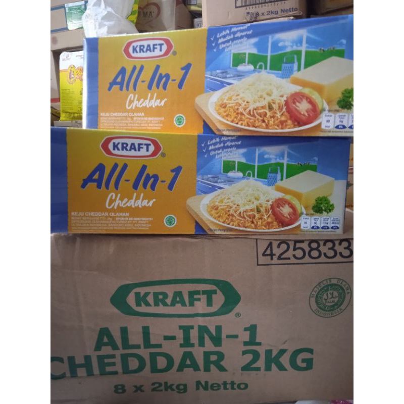 

Keju kraft cheddar all in one repack 250gr-1kg