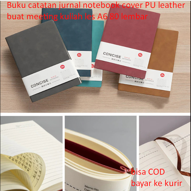 

Buku catatan jurnal notebook cover PU leather buat meeting kuliah les A6 80 lembar