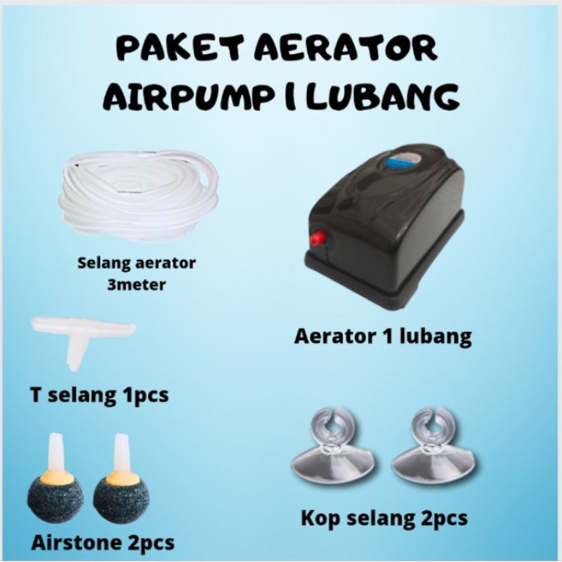 Paket Aerator Airpump Aquarium Hidroponik 1 Lubang