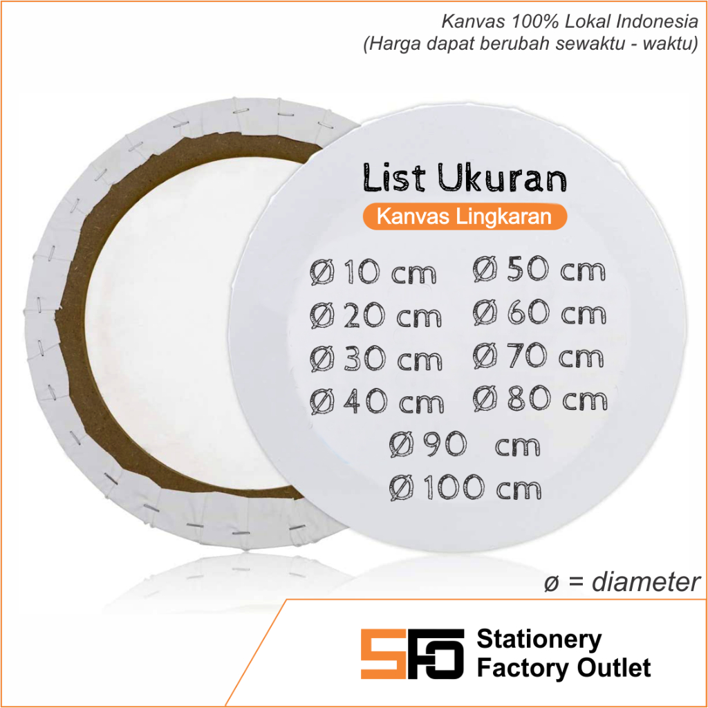 

Kanvas Lukis Lingkaran diameter 40 cm - Bulat Round Canvas Spanram