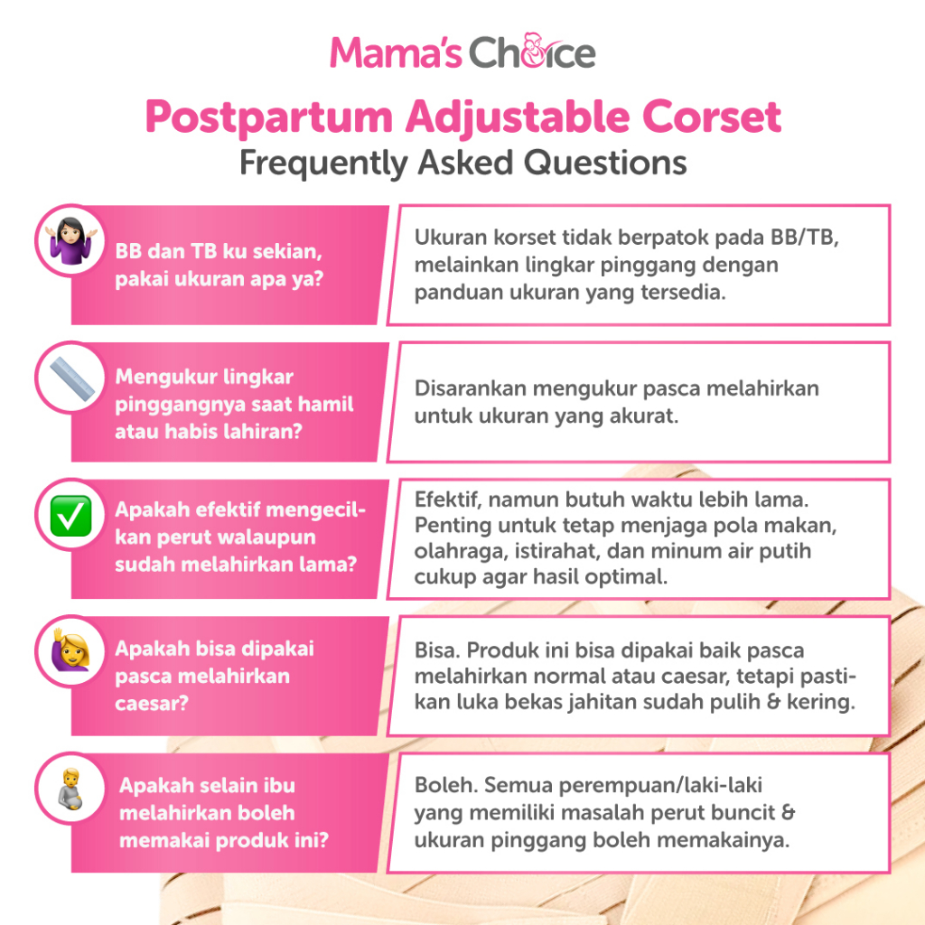 Korset Melahirkan | Postpartum Adjustable Corset Mama's Choice (Korset Ibu Melahirkan/Gurita Ibu Melahirkan setelah Cesar)) Image 9
