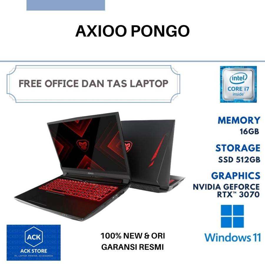 Axioo Pongo 7 | i7 11700 16GB 512 SSD RTX 3070 8GB 144Hz