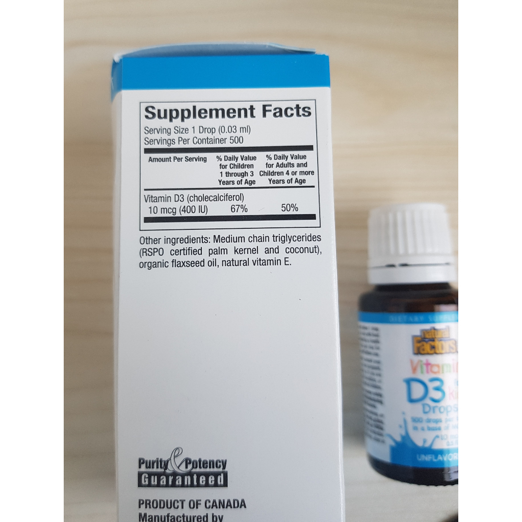 RK Natural Factors Vitamin D3 For Kids 400 IU vitamin d3 anak Vitamin D3 drop