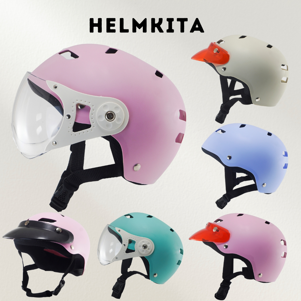 Helm Sepeda Listrik Wanita Dewasa Warna pastel