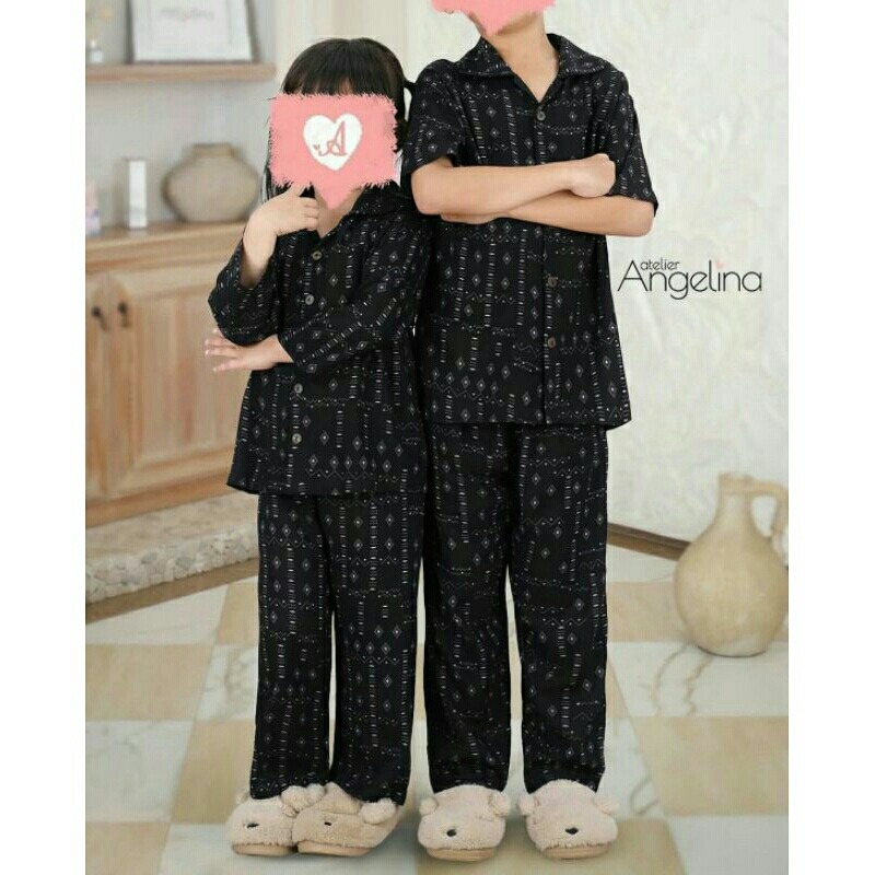 [SIAP KIRIM] ARIEL AARYA BOHO PATTERN BLACK PAJAMAS SET SIZE 10-12Y BY ATELIER ANGELINA