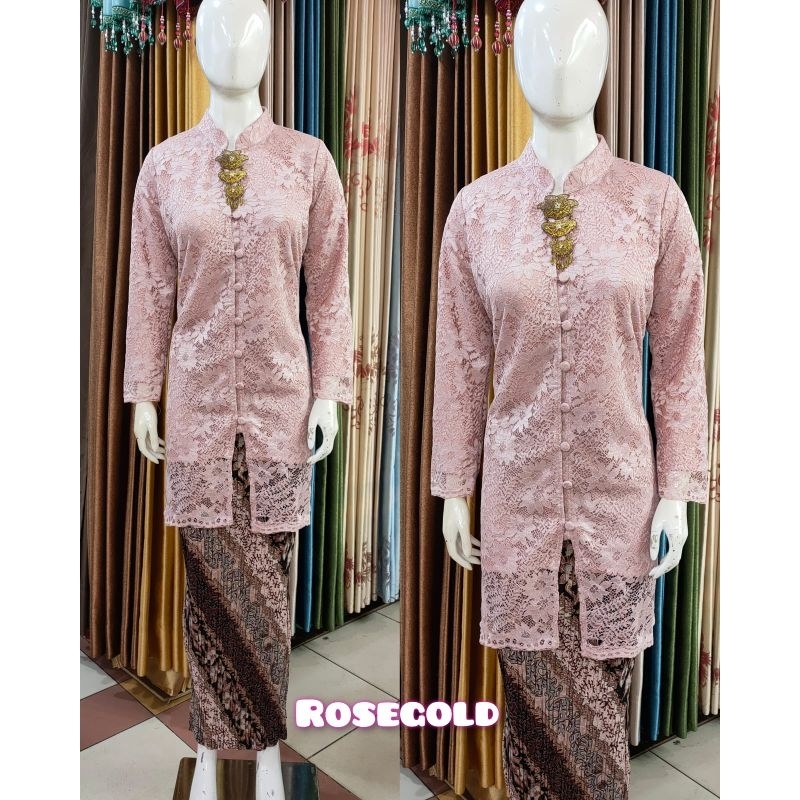 Stelan Kebaya Tunik Brokat Kancing