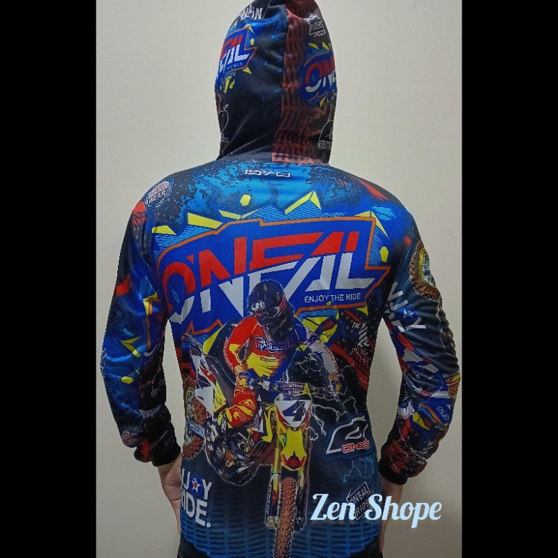 JERSEY MOTOCROSS BAJU TRAIL FULL PRINTING LENGAN PANJANG KUPLUK/TOPI DEWASA UKURAN M DAN XL