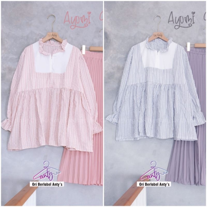 AYUMI SET/ SETELAN BLOUSE ATASAN ROK PLISKET POLOS ORI ANTY