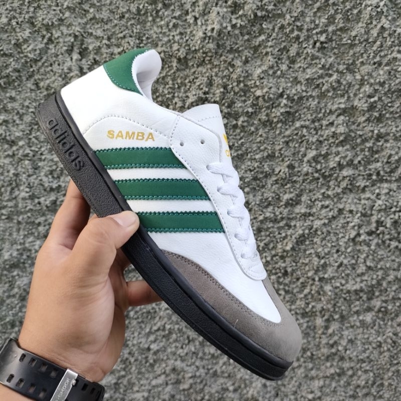 SEPATU SNEAKERS KASUAL PRIA S*MBA PUTIH LIS HIJAU TERLARIS BONUS KAOS KAKI
