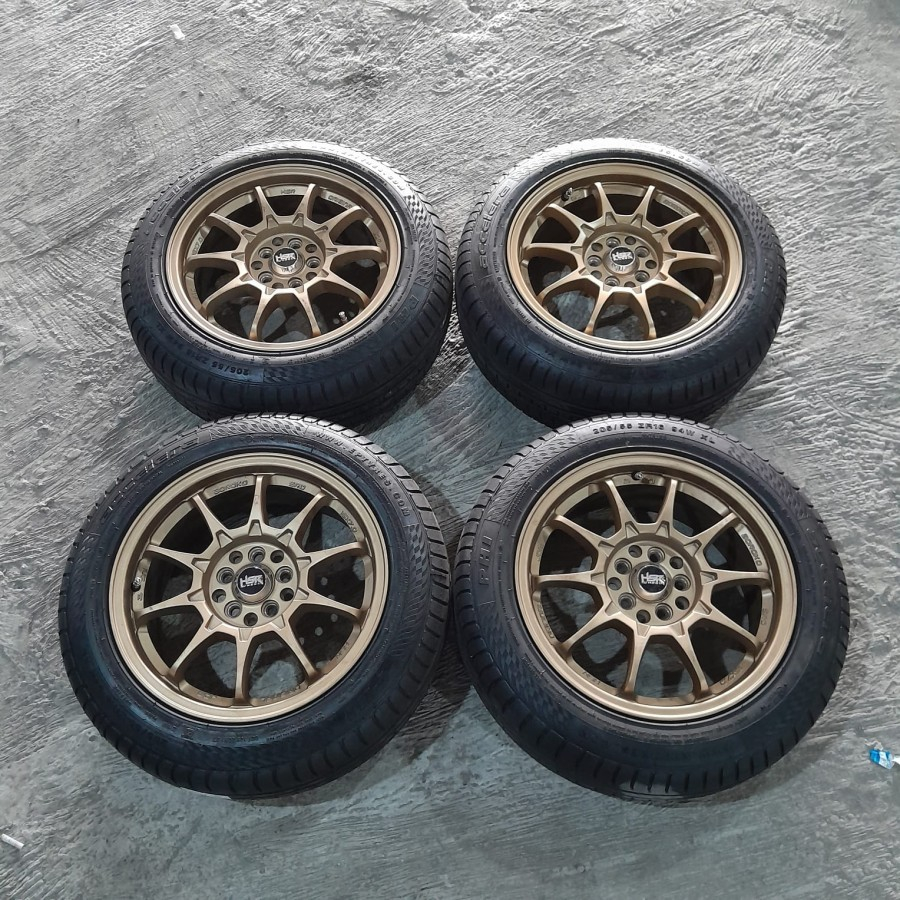VELG BEKAS BOROKO R16X7 BAUT 5 PCD 5X100/5X114 ET42 + BAN 205 55 R16