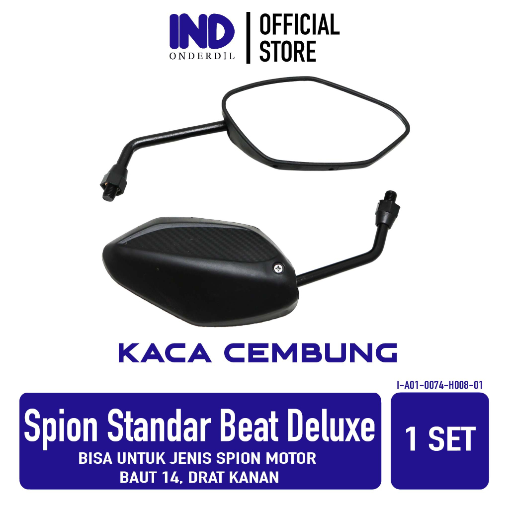 IND Onderdil Spion Standar Kaca Cembung Model Beat New LED Deluxe K1A Bisa Untuk Motor Kanan Kiri Dr