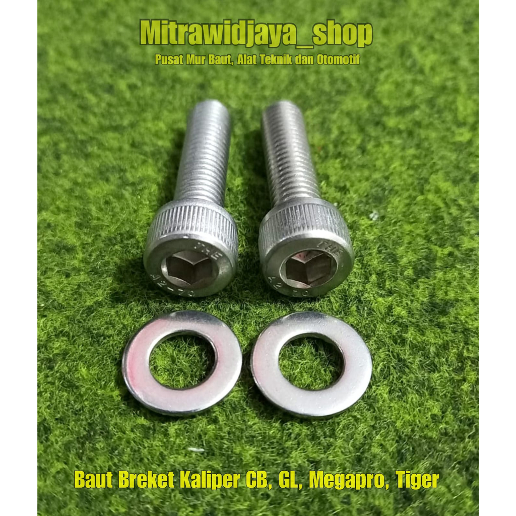 Baut L stainless breket kaliper Cakram Honda / Baut Dudukan Kaliper Honda CB, MP, Tiger, GL panjang 