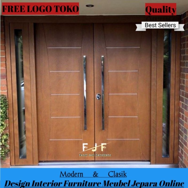 House Door Minimalis Modern Pintu Rumah Kupu Tarung Pintu Utama Kayu Jati Grade A