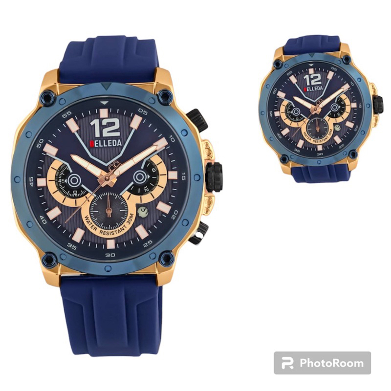 jam tangan pria analog casual navy gold