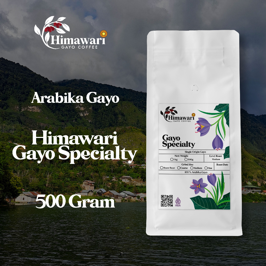 

Himawari Kopi Arabika Gayo Specialty Roast Bean dan Bubuk Kopi 500g