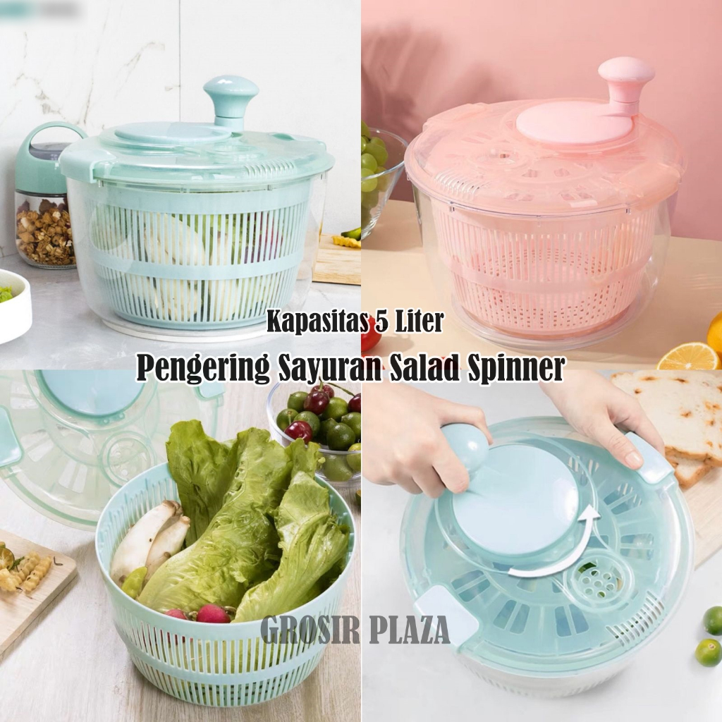 Salad Spinner  - Pengering Sayuran Putar - Salad Spinner Bowl - Peniris Buah Sayur - Saringan Tirisa