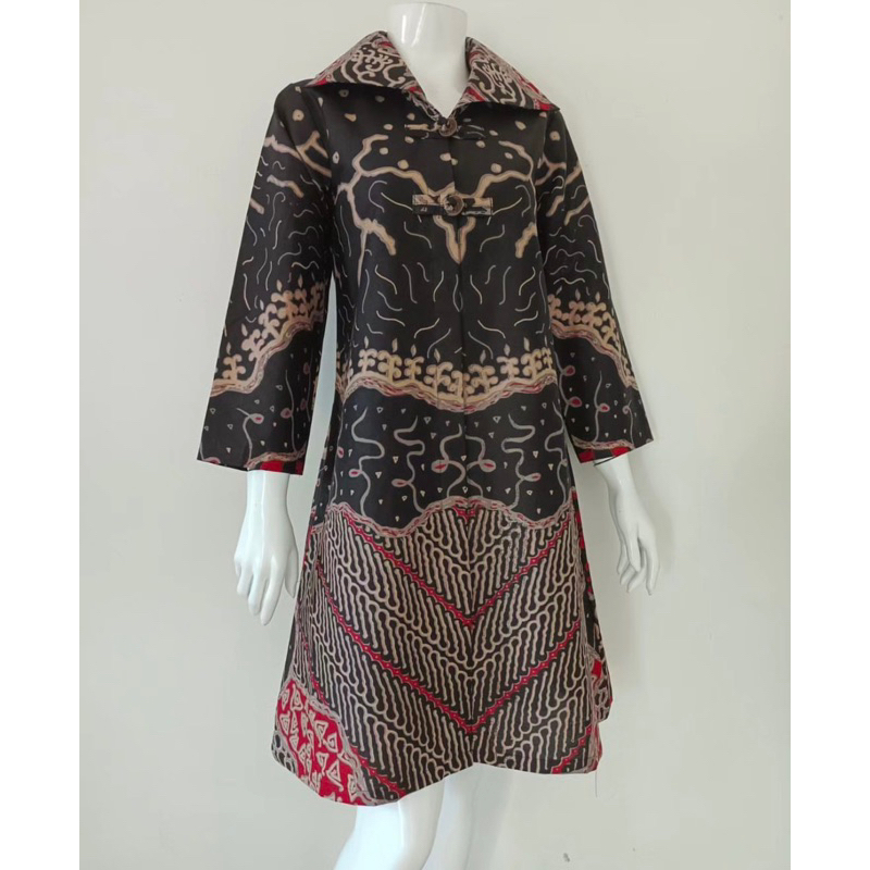 Tunik batik formal modern motif klasik kancing depan